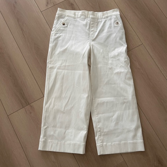 New No Tags Spanx Stretch Twill Cropped Wide Leg White Pants Womens Size XL - Picture 10 of 11